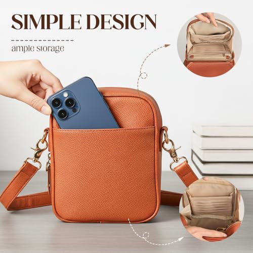 Crossbody Leather Bag,Double Layer Large Capacity Messenger Bag, Retro Faux Leather Built in Purse Anti Theft Bag4