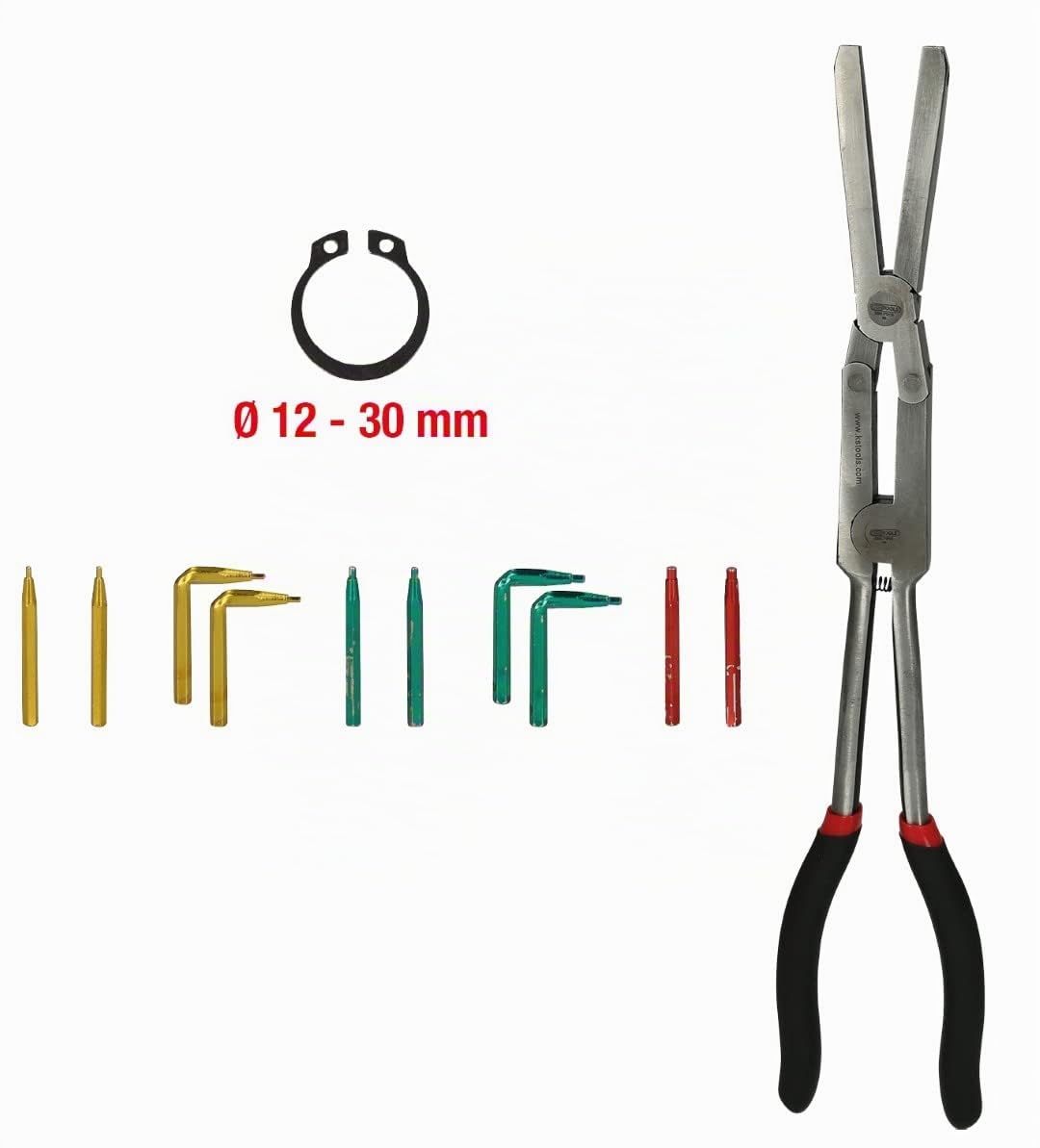 KS TOOLS 500.7015 - Pince à Circlips Intérieurs - Double Articulation - Avec Pointes Interchangeables - L. 345 mm