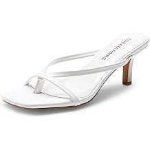 DREAM PAIRS Kitten Heels for Women Flip Flops Slip on Low Heels Open Square Toe Thong Heeled Strappy Sandals Slides Comfortable Dress Shoes