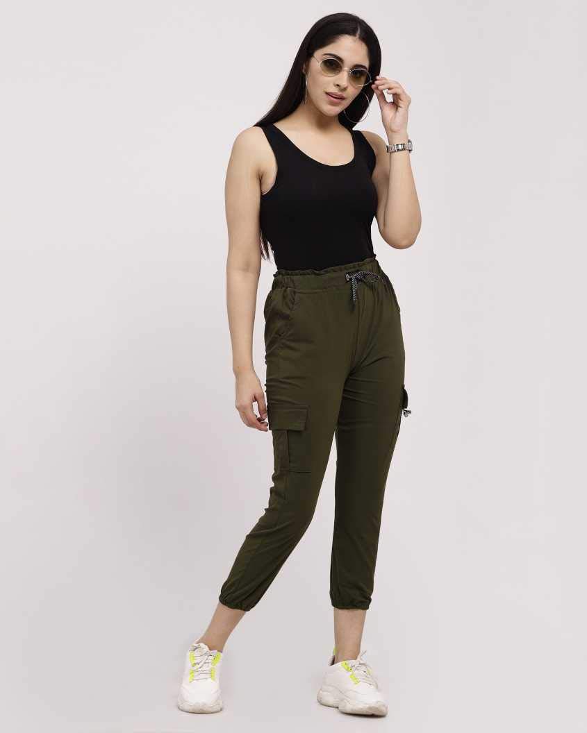 V3E Women's & Girl's Casual Joggers Pants Sweatpants Yoga Bottoms Soft Brushed Sports Track Pants (Dark Green,28) 2