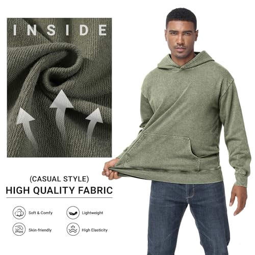 Eisctnd Mens Hoodies Oversized Unisex Acid Wash Casual Vintage Cotton Sweatshirt, Baggy Basic Streetwear Pullover2