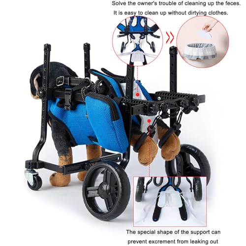 Silla de ruedas para pasear a perros con soporte ajustable de aluminio azul, talla S 7