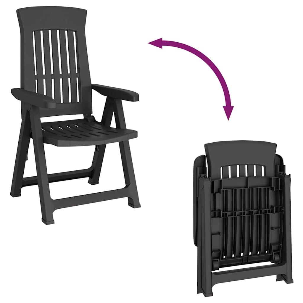 vidaXL Sillas reclinables de jardín 2 Unidades PP Gris Antracita, Silla de jardín, Silla de Exterior, Silla de balcón, Asiento de jardín