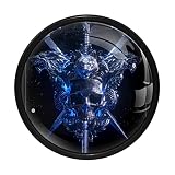 4 Poignées De Tiroir. Épée Tête De Mort Bleue Boutons De Tiroir En Verre Cristal 30 Mm Avec Vis Pour Cuisine, Commode, Placard, Salle De Bain, Armoire 3.3x2.5 cm