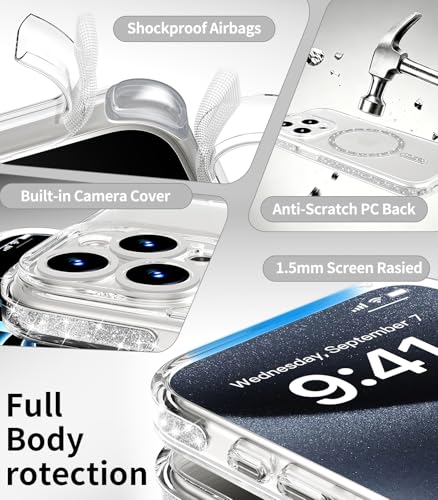 Coque iPhone 15 Pro Max MagSafe argentée chic avec protège-caméra