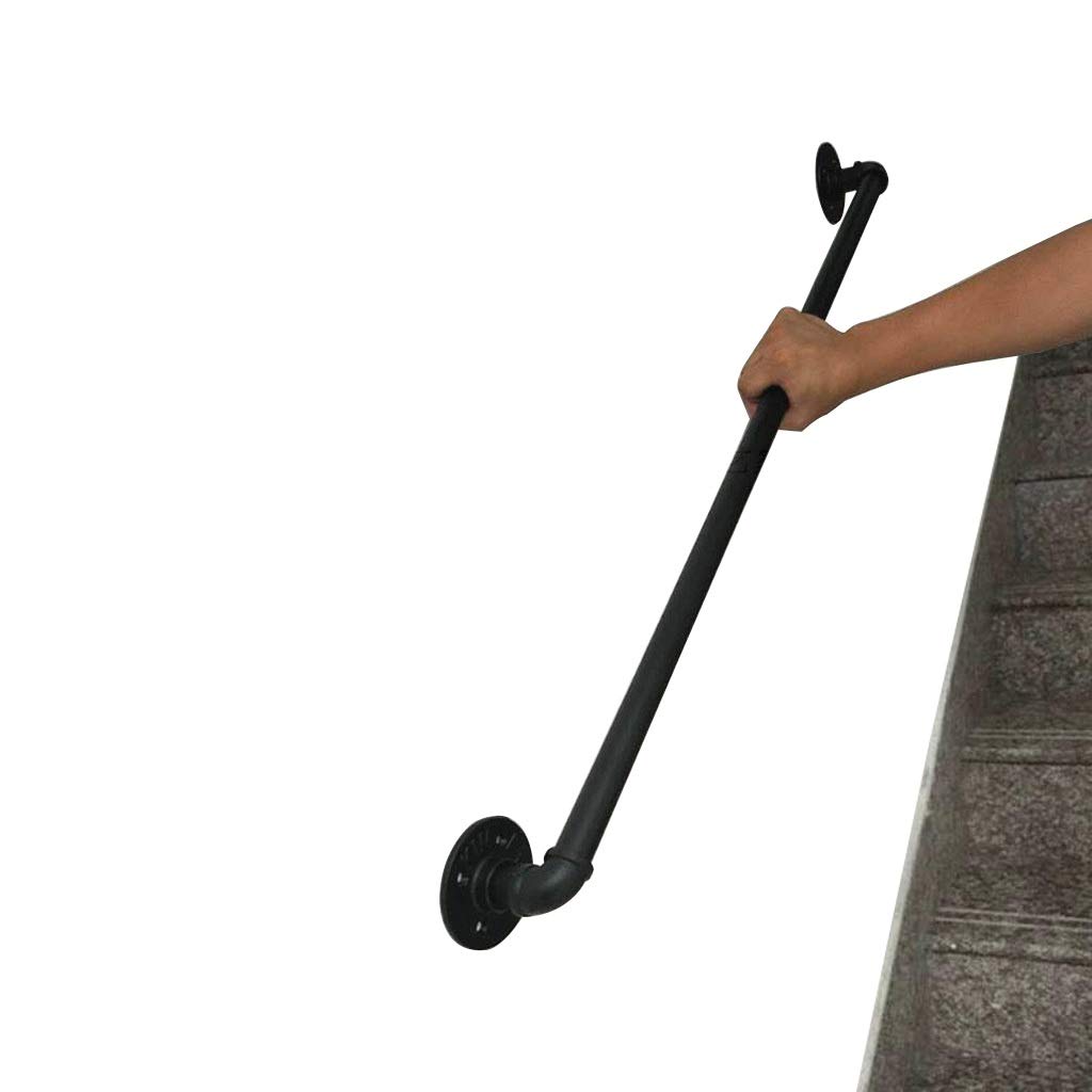 Main courante antidérapante de 350 cm en tuyau de fer noir de loft