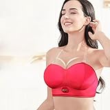 Electric Bust Massager, Breast Massager Bra, USB Wireless Electric Massagers for Shaping Beautiful Chest Anti Sagging-Red