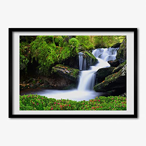 Peinture Photo Cascade Foret Cadre Tulup 70x50 cm contre Murs Vides