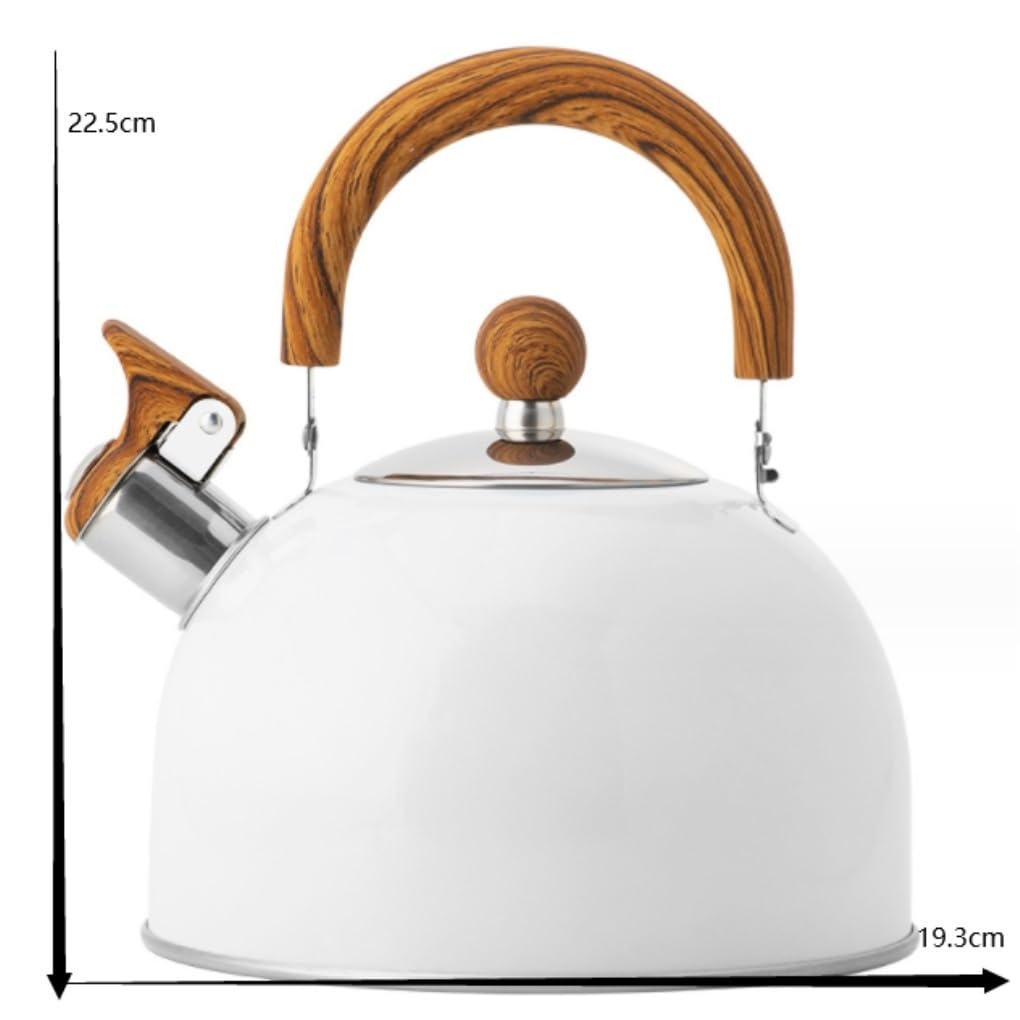 Hervidor de agua de 2,5 litros for estufa, con silbato, de acero inoxidable apto for uso alimentario, con asa plegable.
