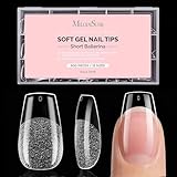MelodySusie Short Ballerina X Nail Tips - 600Pcs 15 Sizes Clear Acrylic, Half Matte Full Cover Press on Nails for DIY Extension & Salon Use, Pre-Shaped for Long-Lasting Manicure