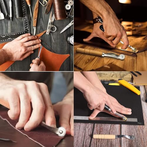 Schnittmusterrädchen mit Holzgriff,Kopierrädchen,Markierrädchen,Schneiderrädchen, Schnittmusterrad,Verfolgungsrad Nähen Werkzeug,Nadel Punkt Verfolgungsrad,2 Stück