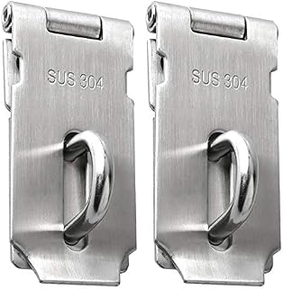 Alise 2pcs Door Locks Hasp Latch,3 Inch SUS 304 Stainless Steel Safety Packlock Clasp Hasp Lock Latch,with Fixing Screw for External Doors Window Cabinet Pet Cage, Brushed Nickel MS9-3A-2P