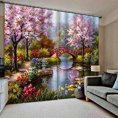 TFV 3D Beautiful Scenery Digital Printed Polyester Fabric Curtains for Bed Room, Living Room Kids Room Color Pink Window/Door/Long Door (D.N.153) (1, 4 x 7 Feet (Size: 48 x 84 Inch) Door)-image-13