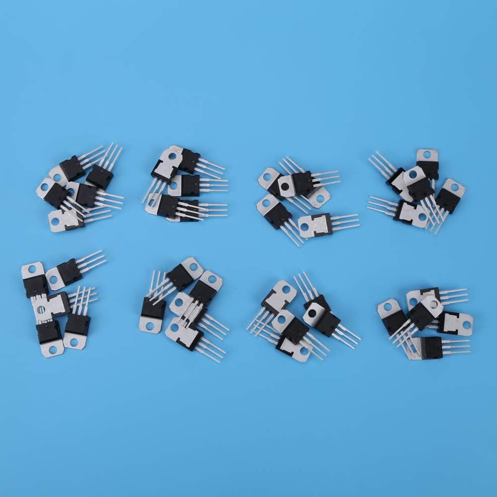 40 Pezzi 8 7805 7809 7812 Kit Transistor Di Potenza, Regolatore Di Tensione 7815 7905 7912 7915 Set Kit Assortimento Transistor Da LM317 A 220
