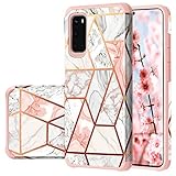 Fingic - Carcasa para Samsung Galaxy S20, carcasa para Samsung Galaxy S20, color dorado rosa, mármol, ajuste delgado, PC duro y silicona suave, antiarañazos, resistente funda Samsung S20 6.2 pulgadas