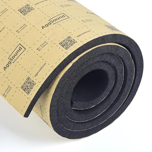 AggSound 1 rollo 25mm 152×40cm espesor espuma, aislamiento coche autoadhesivo, aislante estera auto-corte (0,56㎡)