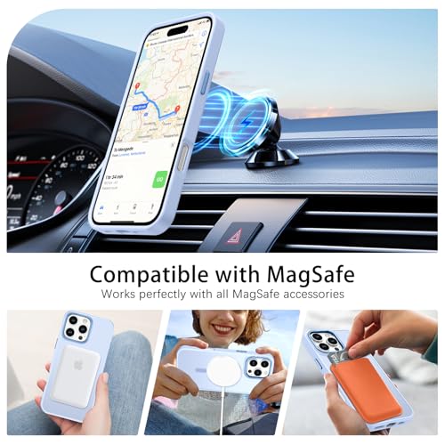 Image of YINLAI for iPhone 16 Pro Max Case 6.9-inch,Magnetic Compatible with MagSafe, Slim Matte Anti-Fingerprint, Shockproof Full Body Military Grade Protection for iPhone 16 Pro Max Cover, Light Blue