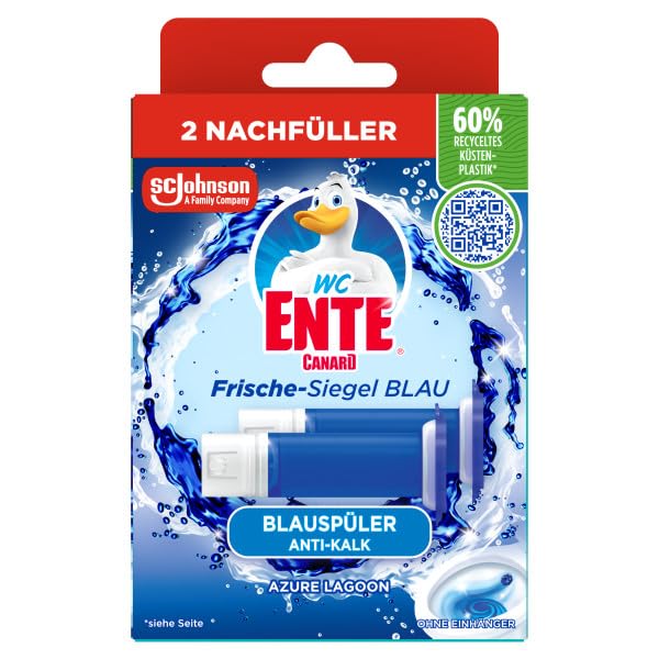 WC-Ente Frische-Siegel Nachfüller körbchenloser WC-Reiniger WC Duft Azure Lagoon 2 Nachfüller (2 Stück)