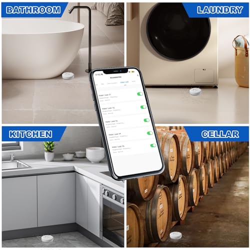 WiFi Water Leak Detectors 5 Pack, 120dB Adjustable Loud Water Leak Sensor, Wireless Wi-Fi Water Leak & Drip Alarm, App Alerts, 5 Water Alarm Sensors & 1 Hub for Home Kitchen, Bathroom, Sink, Laundry - Image 6