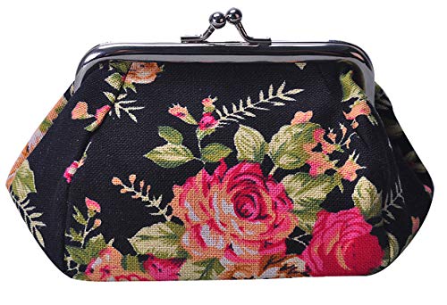 Preisvergleich Produktbild iSuperb Münzbörsen Münzbeutel Geldbörse Täschchen Damen Portemonnaie Geldsäckchen Mädchen Coin Purse Wallet Münzen Geldbeutel Verschlussart Kleingeldbörse Handtasche (Schwarz)