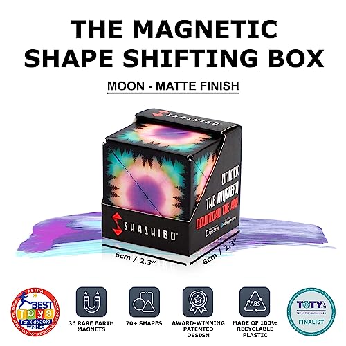 Image of Shashibo Shape Shifting Box - Award-Winning STEM Fidget Toy with Ultra Strong Magnets - Puzzle Cube Transforms Into 100+ Shapes, Perfect Sensory Gift for Kids, Teens, and Adults (Moon)