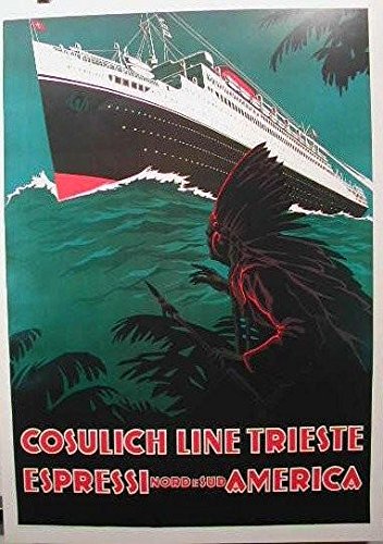 Poster Cosulich Line Trieste salon style voyage vintage italien 50X70