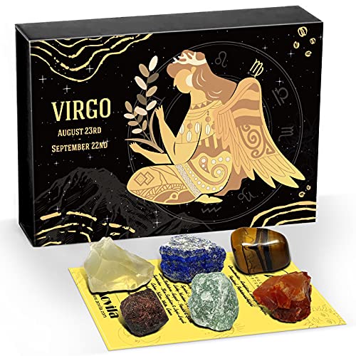 Image of Virgo Crystals Gift Set, Zodiac Signs Healing Crystals Birthstones with Horoscope Box Set Virgo Astrology Crystals Healing Stones Gifts