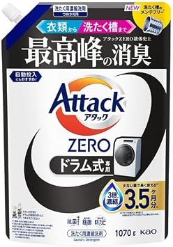アタックZERO ドラム式専用 洗濯用洗剤 アタック液体史上 最高の清潔力 (詰替 1070g) ドラム式専用)