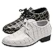 Fashion Boys Modern Dance Shoes Prom Ballroom Latin Dance Shoes Leather Lace Up Dance Performance Shoes for Kids (White, 4 Big Kids)