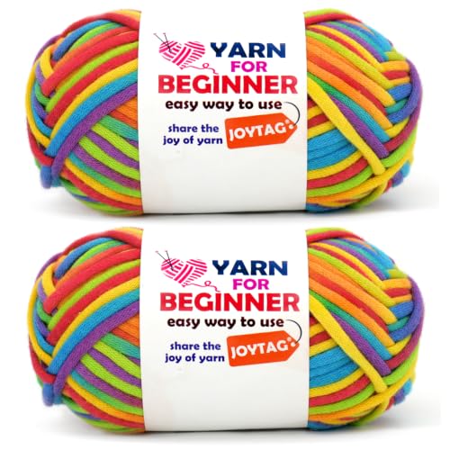 Image of 2 * 50g Rainbow Beginner Crochet Yarn for Crocheting and Knitting Multicolor Cotton Crochet Yarn for Beginners(Rainbow 02)