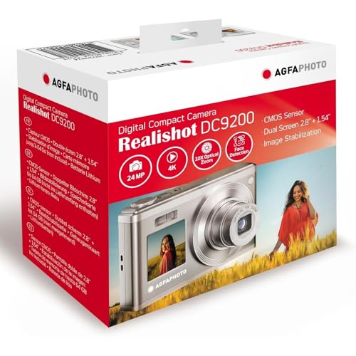 AGFA PHOTO Realishot DC9200 - Appareil Photo Numérique Compact, 24 MP, Vidéo 4K, Zoom Optique 10x, Ecran Double 2,8" + 1,54", Capteur CMOS, Stabilisation d'Image, Batterie Lithium - Silver - Image 8