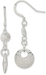 Brincos de prata esterlina 925 com círculos texturizados e pingentes, joias finas para mulheres, presentes para ela, Cristal Prata esterlina Cristal