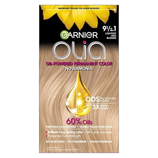 Garnier Hair Color Olia Ammonia-Free Brilliant Color Oil-Rich Permanent Hair Dye, 9 1/2.1 Lightest Ash Blonde, 1 Count (Packaging May Vary)