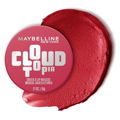 Maybelline Cloudtopia Blush for Cheeks and Lip Mousse Ultra-Vivid Pigmented Formula for Up to 14HR of Blush and Lip Makeup Color Ethereal Rouge 1 Count