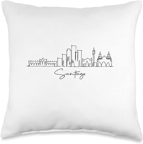 city skyline Retro Santiago Chile City Skyline Travel Souvenir Tourist Retro Santiago Chile - Almohada de 16 x 16 pulgadas, multicolor