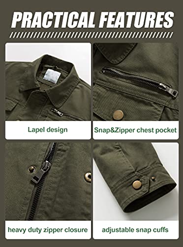 Pursky Mens Military Style Cotton Lightweight Jackets For Fall And Winter Work Clothing S Army Green #TOP4