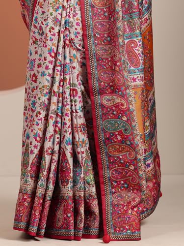 Image of Libas Printed Silk Blend Saree for Women With Unstitched Blouse Piece | Traditional Saree for Party & Wedding