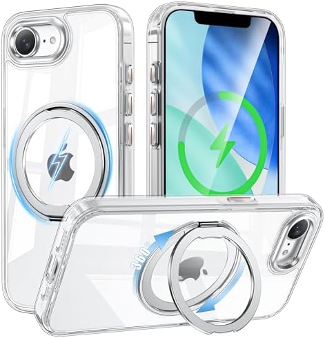 （05:30時点） iPhone 17e / iPhone 16e 用 ケース Magsafe対応 360°回転スタンド アイフォン16e / アイフォン 17e カバー リング マグネット搭載 ワイヤレス充電 縦横多角度 対応 Uovon アイホン16e / アイホン 17e スマホケース 車載ホルダー ストラップ穴付き 透明 指紋防止 黄変防止 米軍MIL規格 ・ クリア