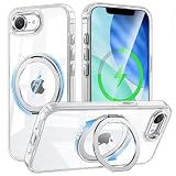 iPhone 17e / iPhone 16e 用 ケース Magsafe対応 360°回転スタンド アイフォン16e / アイフォン 17e カバー リング マグネット搭載 ワイヤレス充電 縦横多角度 対応 Uovon アイホン16e / アイホン 17e スマホケース 車載ホルダー ストラップ穴付き 透明 指紋防止 黄変防止 米軍MIL規格 ・ クリア