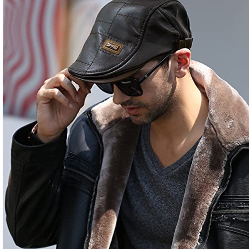Boina Masculina Italiana Em Couro Luxuosa e Confortável Cor:Preto;Tamanho:Ajustável