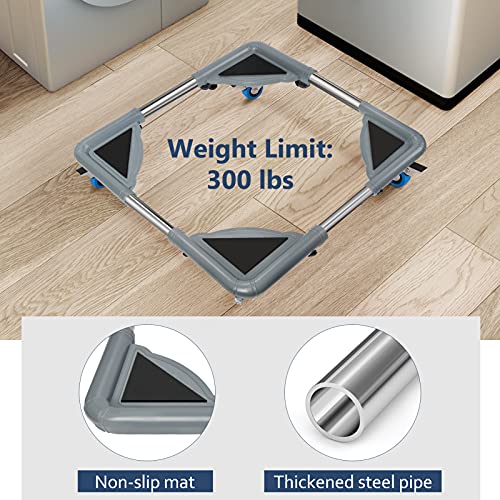 SPACECARE Mini Fridge Stand Mobile Roller, Adjustable Furniture Dolly with 4 Locking Wheels, Heavy Duty Washing Machine Base, Universal Appliance Pedestal for Dryer and Refrigerator- Grey by SPACECARE - Image 4