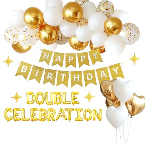 Double Celebration Birthday Party, Twins Twin Birthday Decorations, Sibling Birthday, Joint Dual Combined Bday Banner Balloons Decor Backdrop Party Favors Supplies Balloon Arch Girl Boy