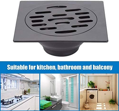 Zerodis Square Bathroom Floor Drain, Thickened Stainless Steel Shower Deodorizing Waste Floor Drain Anti-odor Waste Grate Strainer for Bathroom Shower Room Toilet Laundry Garden(Common Floor Drain)