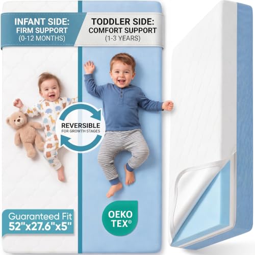 DeerFable Baby Crib Mattress, Dual Sided Memory Foam 52x27.6x...