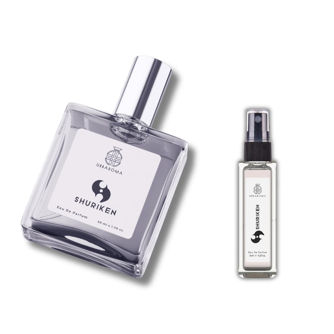 Urbaroma SHURIKEN for Men, 50ml + 8ml EDP Combo | Warm Spicy, Amber, Fresh Spicy, Cacao, Vanilla, Sweet, Citrus | Eau De Parfum | Luxury Fragrance | Long Lasting | Combo Pack (50ml + 8ml)-image-25