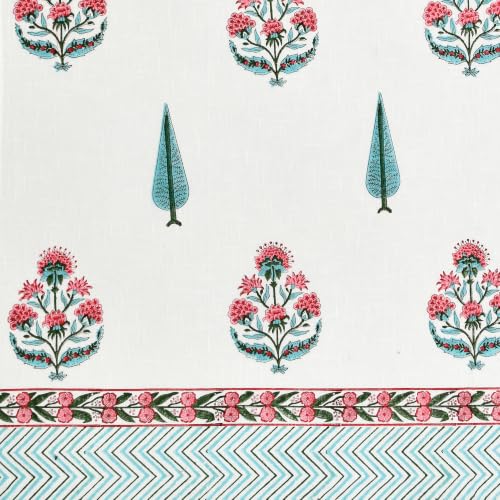 Image of BLOCKS OF INDIA Hand Block Printed Cotton Linen Daylight Door Curtain (Style 5, Door 7 FEET)