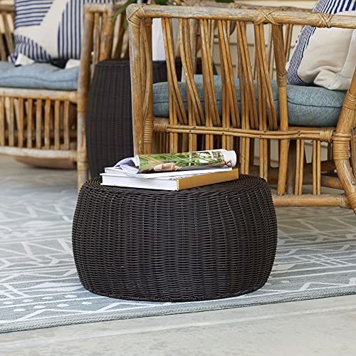 Household Essentials Ml-5005 Resin Wicker Footstool Ottoman | Brown(16"D X 16"W X 9"H) #TOP1