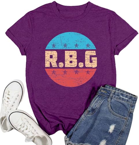Ascrazy RBG Shirts for Women Ruth Bader Ginsburg T-Shirt Human Right Tee Female Power Equality Tops Purple