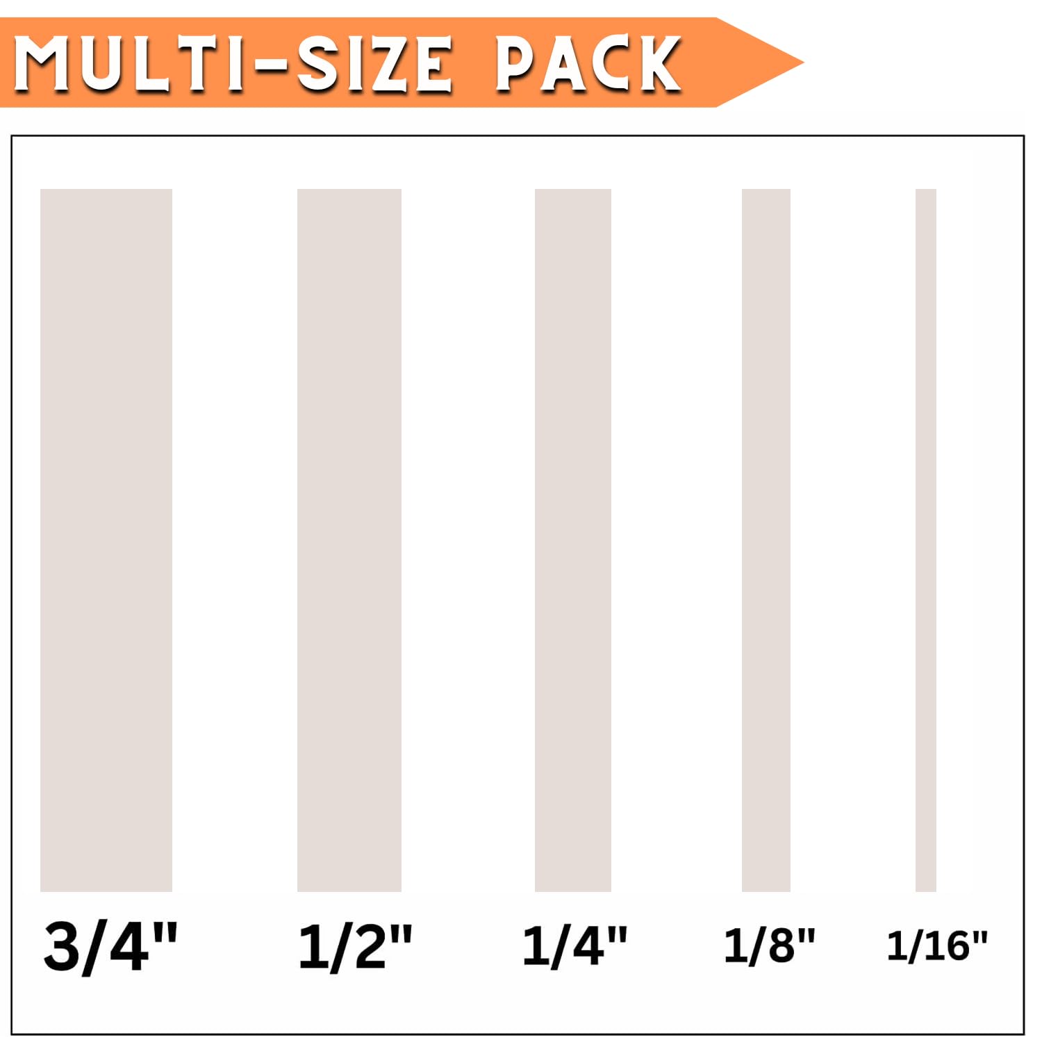 5 rollos de cinta adhesiva a rayas – Cinta adhesiva de 1/16", 1/8", 1/4", 1/2", 3/4" – Cinta adhesiva delgada para pintores para bricolaje, automóvil, pintura, arte, vasos (blanco)