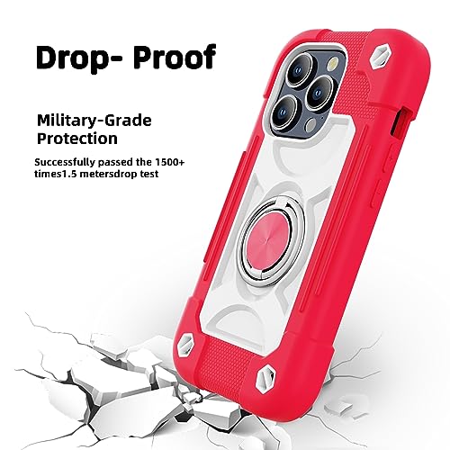 Image of MARKILL Compatible with iPhone with Built-in 360Rotating Ring Stand, Military Grade Drop Protection Full Body Rugged Heavy Duty Case Durable Cover (Hot Pink, iPhone 15 Pro Max 6.7 inch)